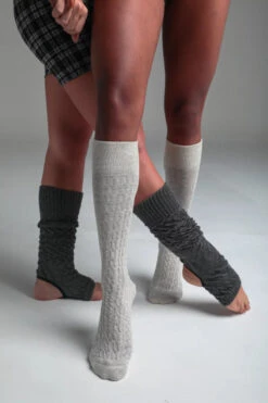 Rolling Cable Knit Thigh High Leg Warmers With Stirrups - Charcoal -Pole Wear Shop 16 6 5 532 57200F35CDF64F039159CE01F610B66E 64953549 812e 491a b932 6bb18d2dc30a