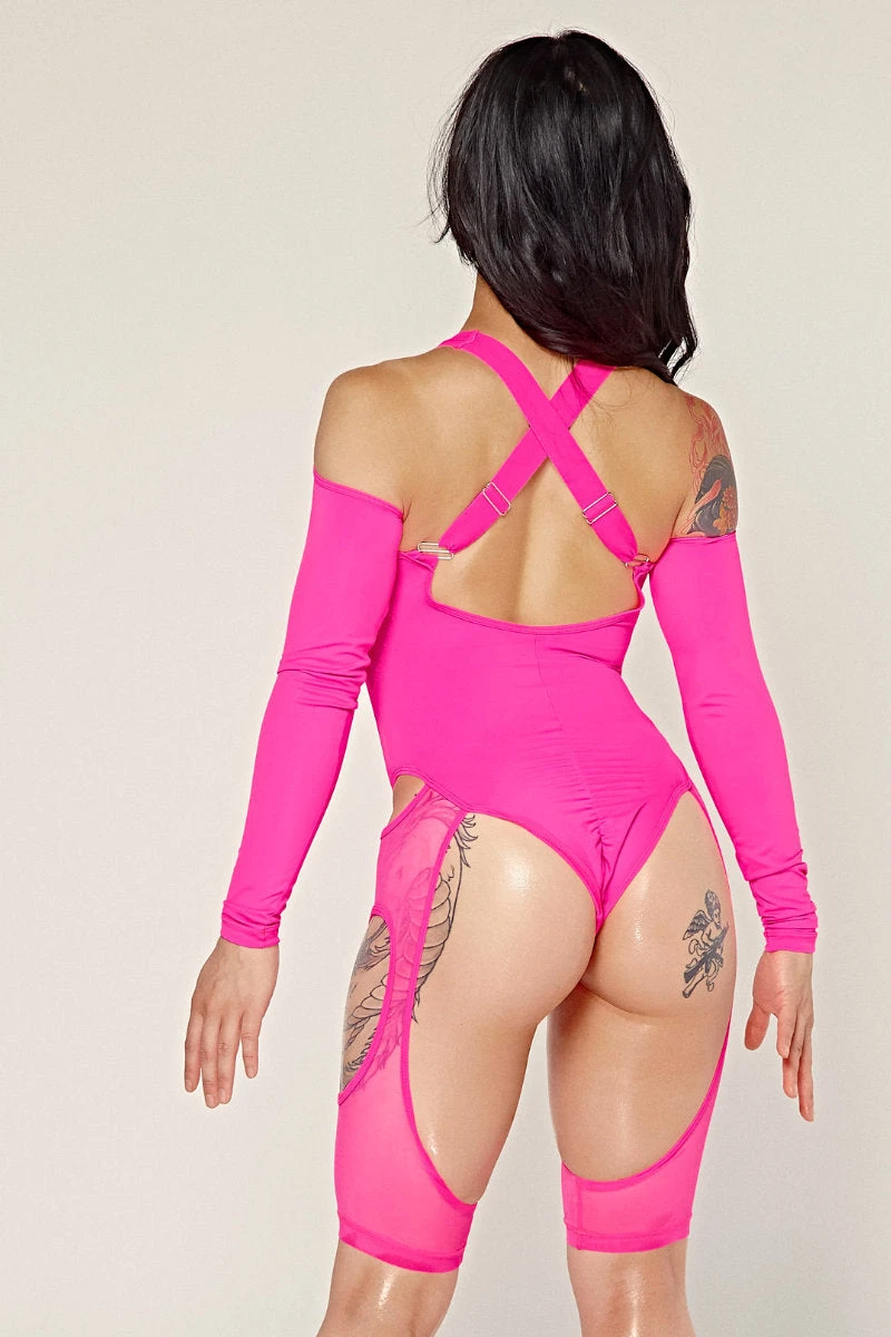 CXIX Dollhaus Mesh Bodysuit - Barbie Pink 2 CXIX Dollhaus Mesh Bodysuit - Barbie Pink - Image 2