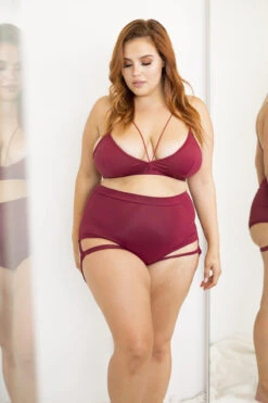 Lunalae Lure You High Waisted Garter Shorts - Wine 14 Lunalae Lure You High Waisted Garter Shorts - Wine -Pole Wear Shop 6R7A8658