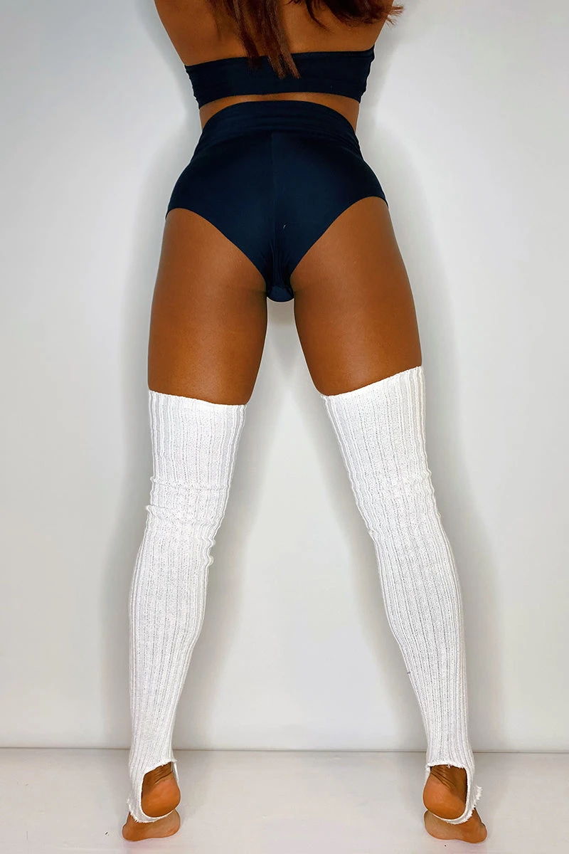Thigh High Legwarmers - White 2 Thigh High Legwarmers - White - Image 2