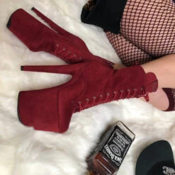 Hella Heels BabyDoll 8inch Boots - Dark Red 14 Hella Heels BabyDoll 8inch Boots - Dark Red -Pole Wear Shop BD Dark Red 8 inch 1