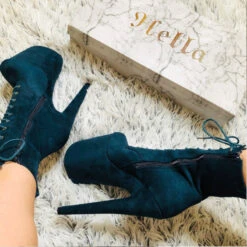 Hella Heels BabyDoll 8inch Boots - Teal 15 Hella Heels BabyDoll 8inch Boots - Teal -Pole Wear Shop BD Teal 8 Inch 7