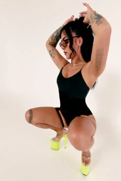 CXIX Baddies Garter Bodysuit - Onyx 12 CXIX Baddies Garter Bodysuit - Onyx -Pole Wear Shop BaddiesGarterBodysuitBlackWideAngle3