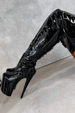 Hella Heels LipKit Thicc Thigh High Back Lace 8inch Boots - Black Beatle 8 Hella Heels LipKit Thicc Thigh High Back Lace 8inch Boots - Black Beatle -Pole Wear Shop BlackBeatleThiccThighHigh 8INCH2
