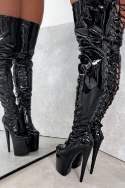Hella Heels LipKit Thicc Thigh High Back Lace 8inch Boots - Black Beatle 7 Hella Heels LipKit Thicc Thigh High Back Lace 8inch Boots - Black Beatle -Pole Wear Shop BlackBeatleThiccThighHigh 8INCH5