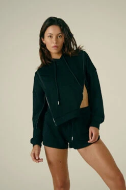 CXIX Droptop Zip Hoodie- Black -Pole Wear Shop Black Zip Jumper Baddies Loungewear Creatures of XIX 1