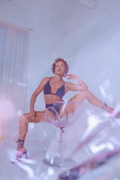 CXIX Silhouette Plunge Bralette - Black With Cream -Pole Wear Shop CopyofSand CXIX Silhouette Mesh bralette biker shorts dance polewear