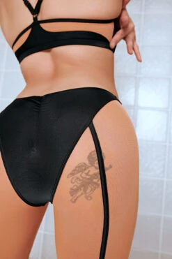 CXIX Silhouette Plunge Bralette - Black With Cream -Pole Wear Shop CopyofSand CXIX Silhouette Mesh bralette biker shorts fahsion dance dancewear