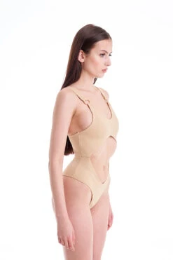 Hamade Activewear Cut Out Bodysuit - Beige -Pole Wear Shop Cutoutbodysuit Beige2