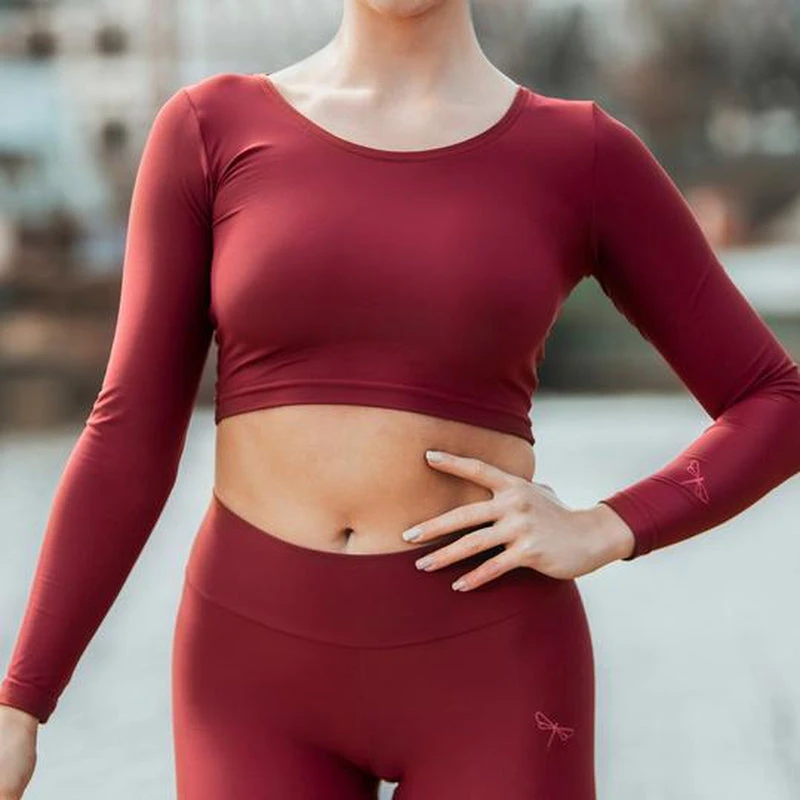Dragonfly Pavi Crop Top - Burgundy 3 Dragonfly Pavi Crop Top - Burgundy - Image 3