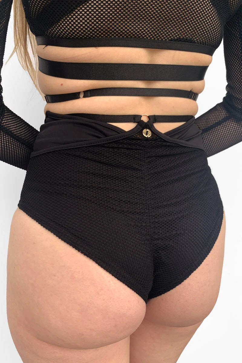 Lunalae Sasha V Cut Out Long Sleeve Top - Recycled Black Mesh 5 Lunalae Sasha V Cut Out Long Sleeve Top - Recycled Black Mesh - Image 5