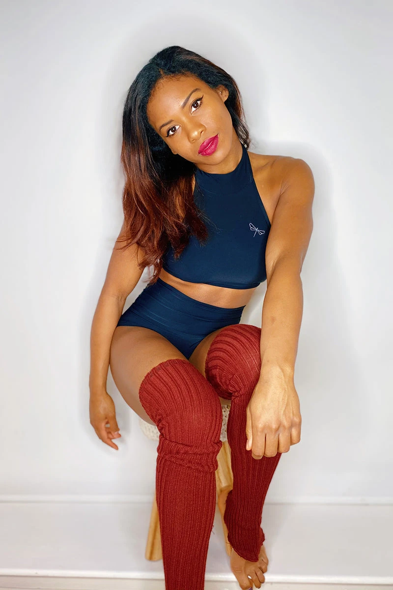 Thigh High Legwarmers - Burgundy 2 Thigh High Legwarmers - Burgundy - Image 2