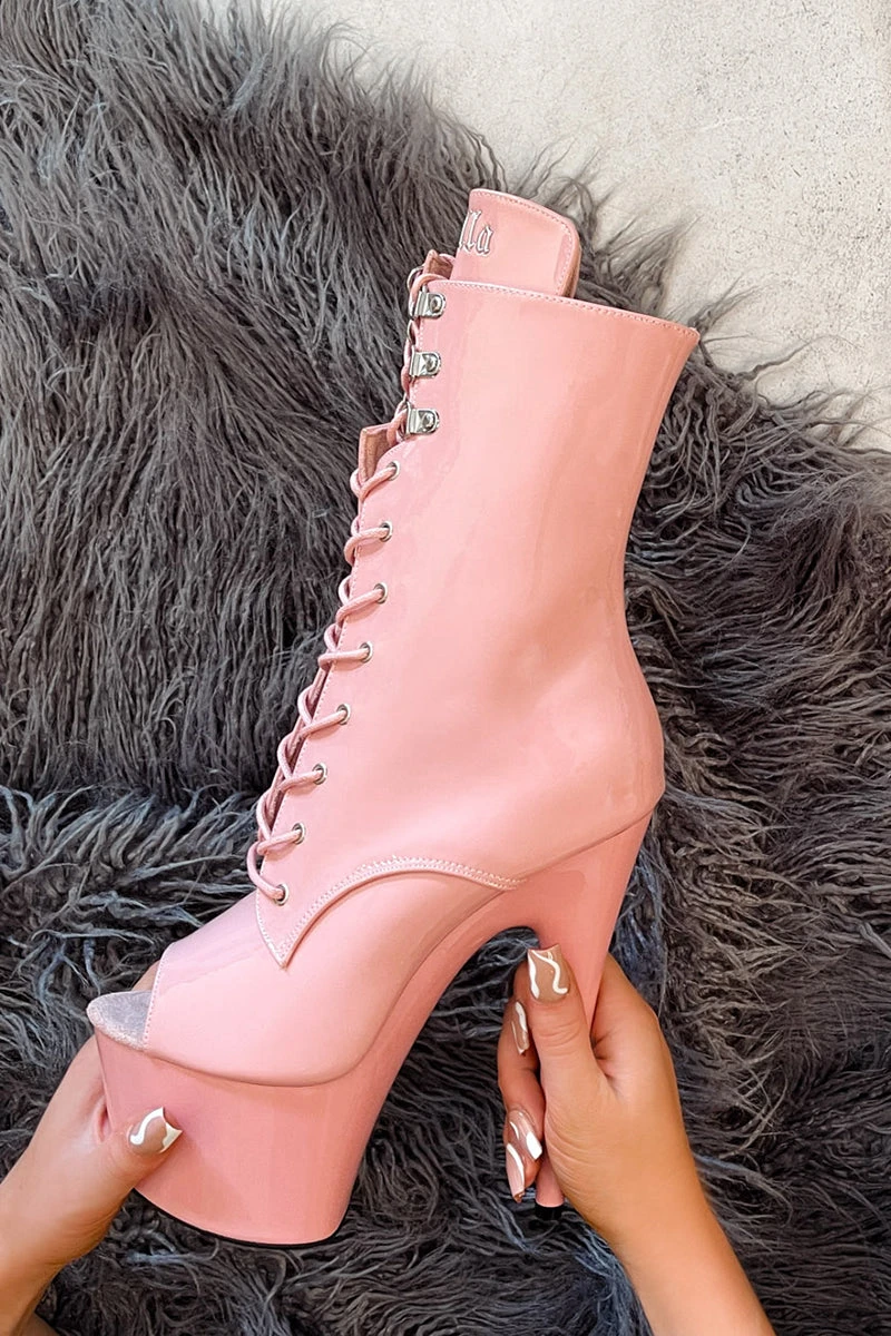 Hella Heels LipKit Open Toe 7inch Boots - Candy Shop 1 Hella Heels LipKit Open Toe 7inch Boots - Candy Shop
