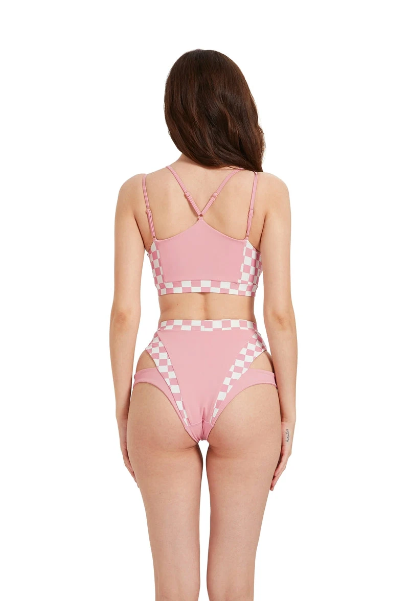 Hamade Activewear High Waisted Bottoms - Checkered Light Pink 5 Hamade Activewear High Waisted Bottoms - Checkered Light Pink - Image 5