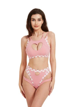 Hamade Activewear High Waisted Bottoms - Checkered Light Pink 11 Hamade Activewear High Waisted Bottoms - Checkered Light Pink -Pole Wear Shop HM 22