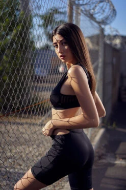 Hamade Activewear O-Ring Cycling Shorts - Black -Pole Wear Shop HighNeckMeshStripeTop4 7d465fb3 4040 4cb1 9f6d b56f1e81cb4d 1