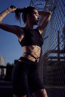 Hamade Activewear O-Ring Cycling Shorts - Black -Pole Wear Shop HighNeckMeshStripeTop5 1