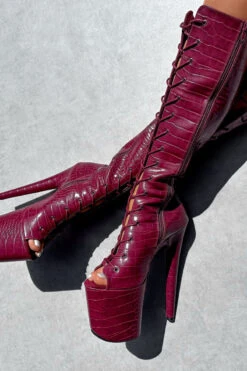 Hella Heels I Don't Bite Open Toe Knee High Boots - 8inch 9 Hella Heels I Don't Bite Open Toe Knee High Boots - 8inch -Pole Wear Shop IMG 0441