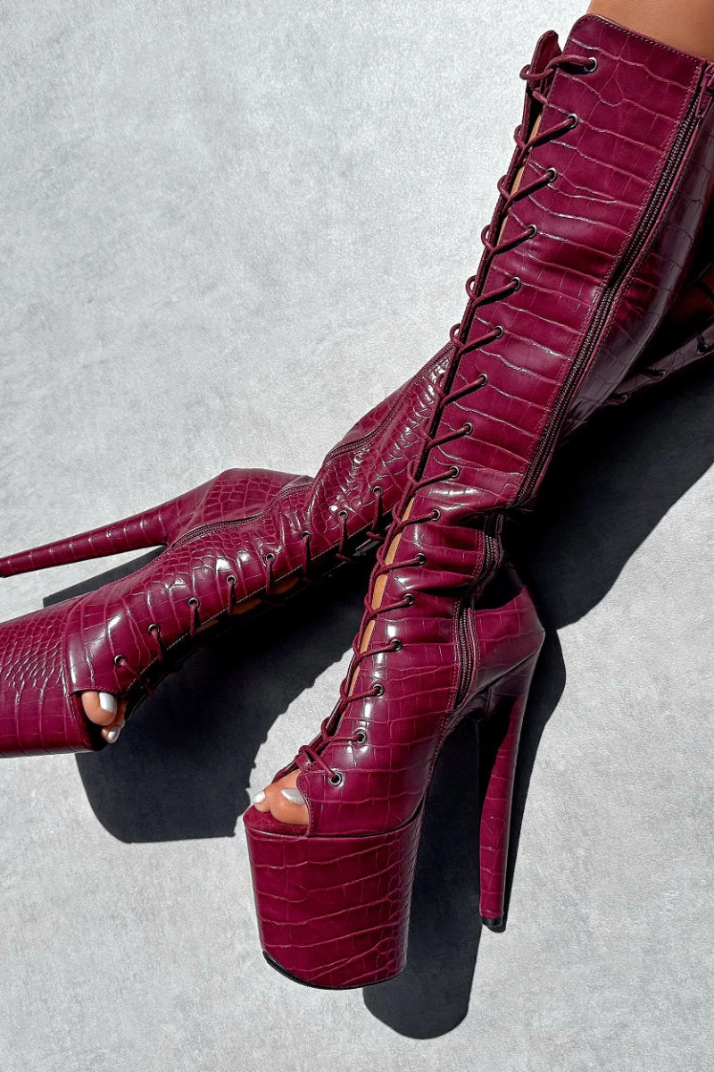 Hella Heels I Don't Bite Open Toe Knee High Boots - 8inch 5 Hella Heels I Don't Bite Open Toe Knee High Boots - 8inch - Image 5