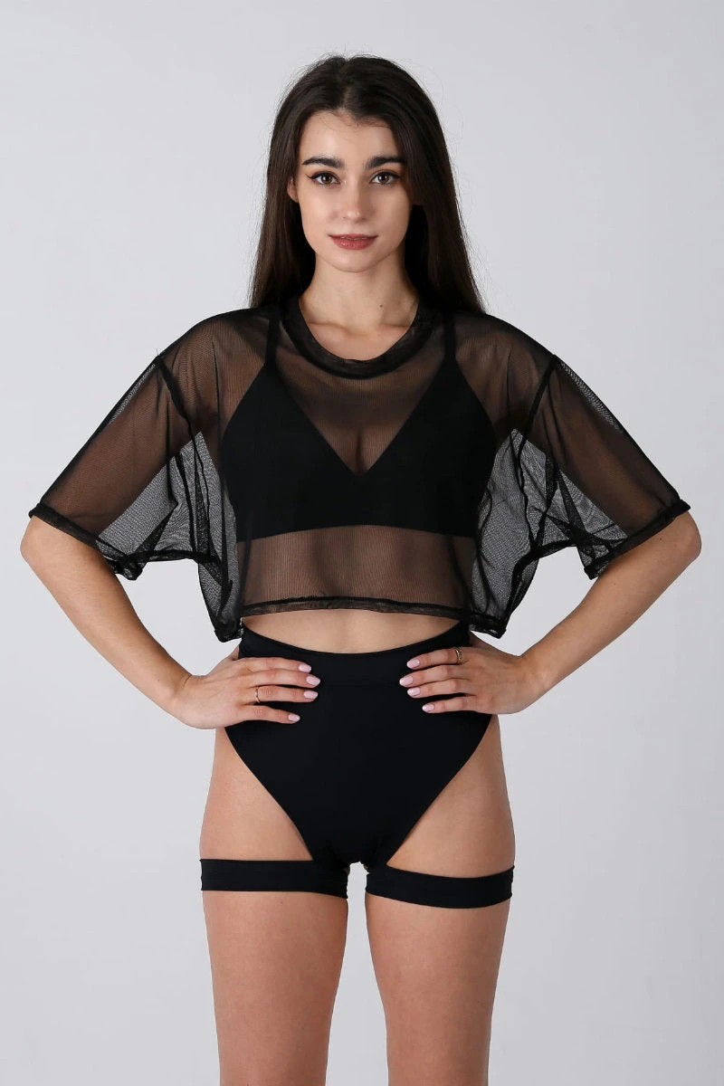 REV ACTIV Mesh Oversized Short T-Shirt - Black 1 REV ACTIV Mesh Oversized Short T-Shirt - Black