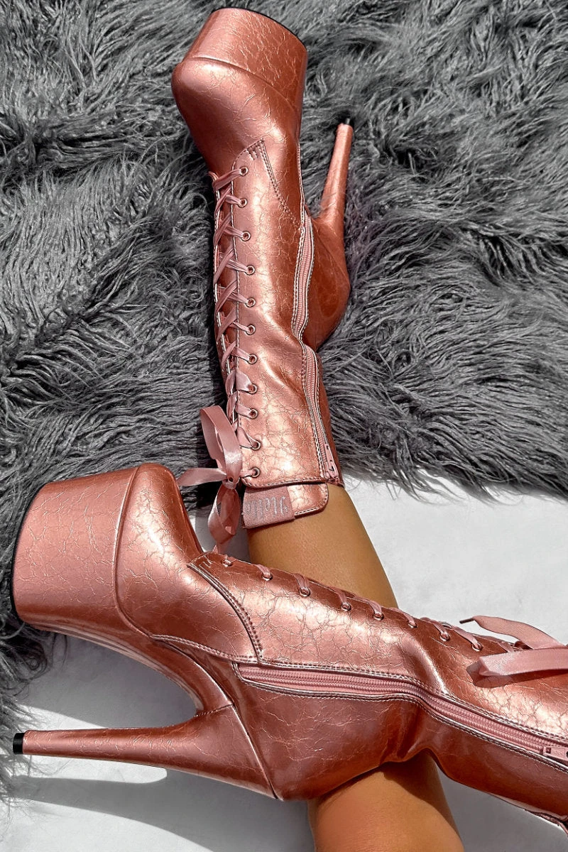 Hella Heels 7inch Ankle Boots - Rose Gold 3 Hella Heels 7inch Ankle Boots - Rose Gold - Image 3