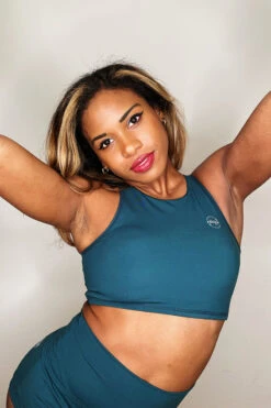 The Enviro Co. High Neck Crop Top - Blue Teal 9 The Enviro Co. High Neck Crop Top - Blue Teal -Pole Wear Shop IMG 6681