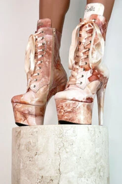 Hella Heels Renaissance 7inch Boots - Mercy 8 Hella Heels Renaissance 7inch Boots - Mercy -Pole Wear Shop Mercy boot 7 inch Pink Marble pole dance shoes 6 1