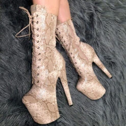 Hella Heels Milksnake Boots - 7inch 9 Hella Heels Milksnake Boots - 7inch -Pole Wear Shop Milksnake7