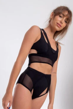 Nona Perkasa Orchid Body Harness - Black/Black -Pole Wear Shop OrchidHBLack05