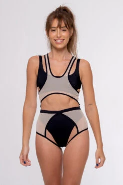 Nona Perkasa Orchid Body Harness - Black/Sand 10 Nona Perkasa Orchid Body Harness - Black/Sand -Pole Wear Shop OrchidHBLackNude3