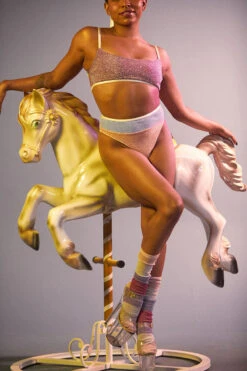 Rolling Calf High Socks - Pony Striped -Pole Wear Shop Ponei61