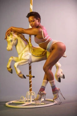 Rolling Calf High Socks - Pony Striped -Pole Wear Shop Ponei63