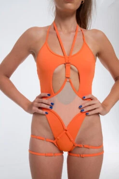 Nona Perkasa Queen Of The Night Body Garter - Salmon/Sand -Pole Wear Shop QOTNGarterSalmon01