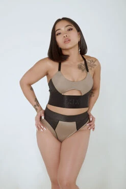 CXIX Riding Solo High Waist Bottoms - Black/Mink -Pole Wear Shop Riding Solo Top Bottoms Mink Active wear Poledance dance Aerialist 11 c044203b 53bf 4530 a305 8fd6a8caf623