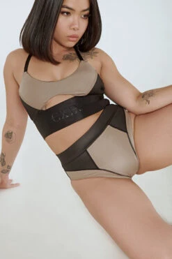 CXIX Riding Solo High Waist Bottoms - Black/Mink -Pole Wear Shop Riding Solo Top Bottoms Mink Active wear Poledance dance Aerialist 6 095ed790 426a 4a20 bd68 bb25489d1687