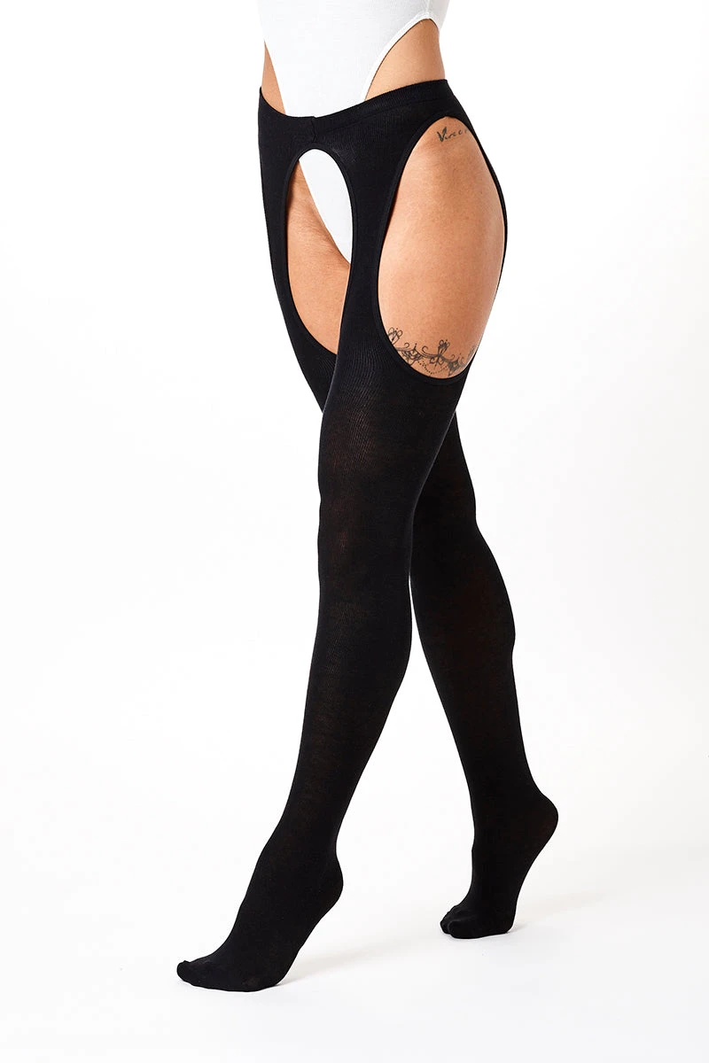 Rolling Peek-a-boo Tights - Black (3 Sizes Available) 2 Rolling Peek-a-boo Tights - Black (3 Sizes Available) - Image 2