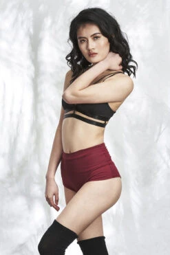 Lunalae High Waist Shorts - Wine 10 Lunalae High Waist Shorts - Wine -Pole Wear Shop Shot 20 009