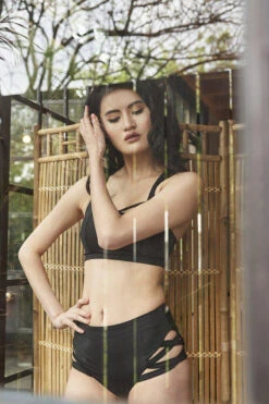 Lunalae High Waist Cross Section Shorts - Black -Pole Wear Shop Shot 22 037