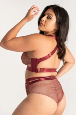 Tatiana Activewear Yuki Shorts - Burgundy Mesh -Pole Wear Shop TatianaActive YukiBurgundyMeshPoleWearSet 0523