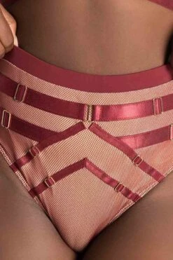 Tatiana Activewear Yuki Shorts - Burgundy Mesh -Pole Wear Shop TatianaActive YukiBurgundyMeshPoleWearSet 7736