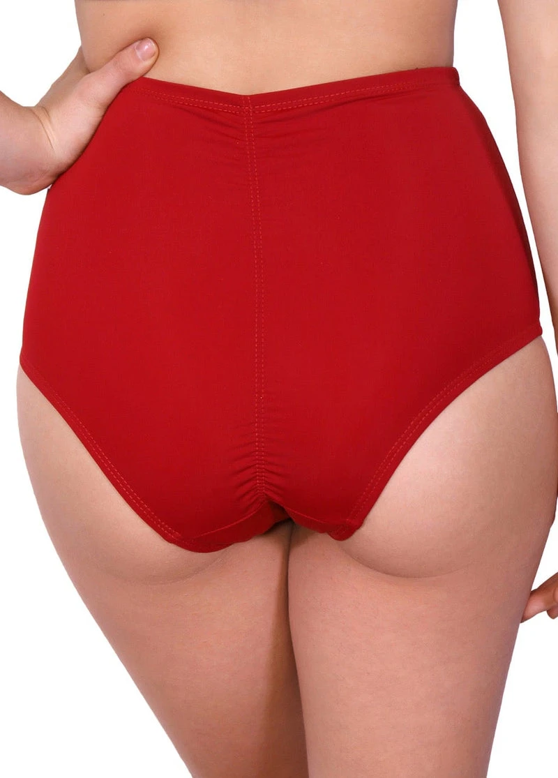 Cleo The Hurricane Essential High Waisted Shorts - Red 2 Cleo The Hurricane Essential High Waisted Shorts - Red - Image 2