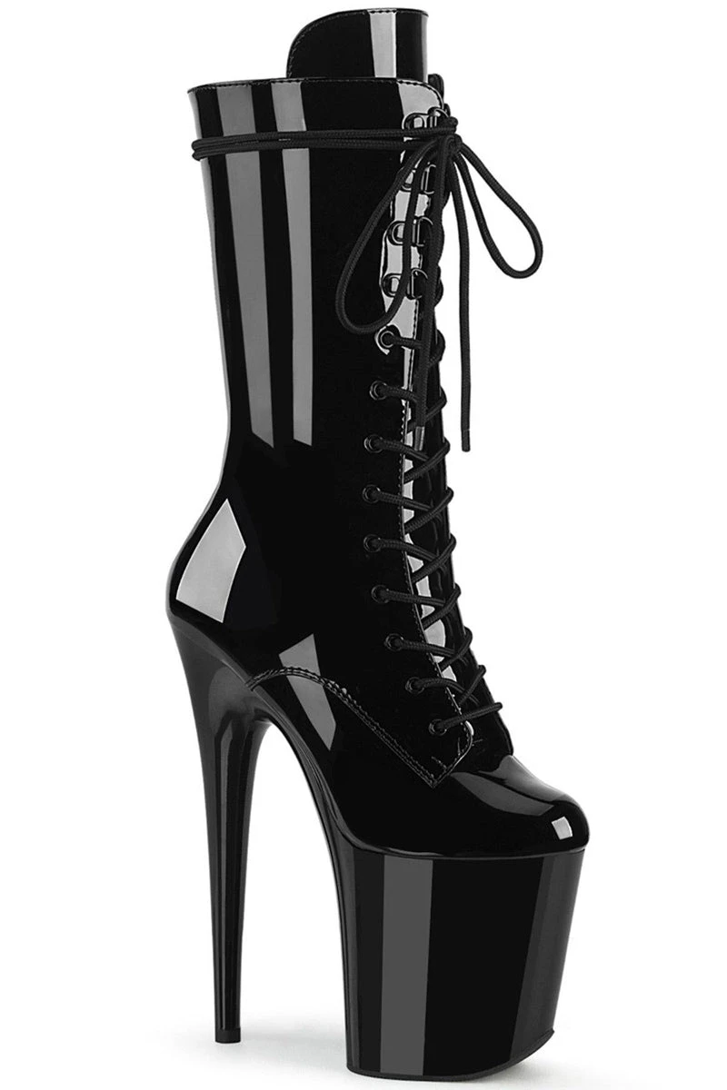 Pleaser USA Flamingo-1050 8inch Pleaser Boots - Patent Black 1 Pleaser USA Flamingo-1050 8inch Pleaser Boots - Patent Black