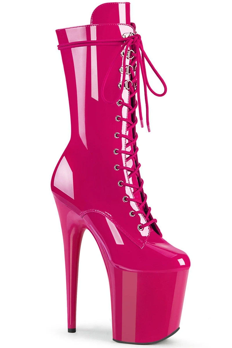 Pleaser USA Flamingo-1050 8inch Pleaser Boots - Patent Hot Pink 1 Pleaser USA Flamingo-1050 8inch Pleaser Boots - Patent Hot Pink