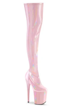 Pleaser USA Flamingo-3000 8inch Thigh High Pleaser Boots - Holographic Baby Pink