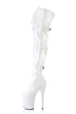 Pleaser USA Flamingo-3028 8inch Thigh High Pleaser Boots - Patent White 6 Pleaser USA Flamingo-3028 8inch Thigh High Pleaser Boots - Patent White -Pole Wear Shop flamingo 3028 w m13