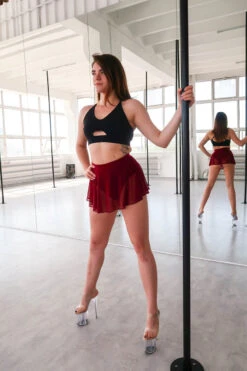 REV ACTIV Mesh Skirt Bottoms- Wine -Pole Wear Shop rev3