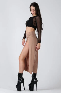 REV ACTIV Sensual Flow Pants (with Leg Slit) - Coffee 8 REV ACTIV Sensual Flow Pants (with Leg Slit) - Coffee -Pole Wear Shop sensual coffee pants with slits 3