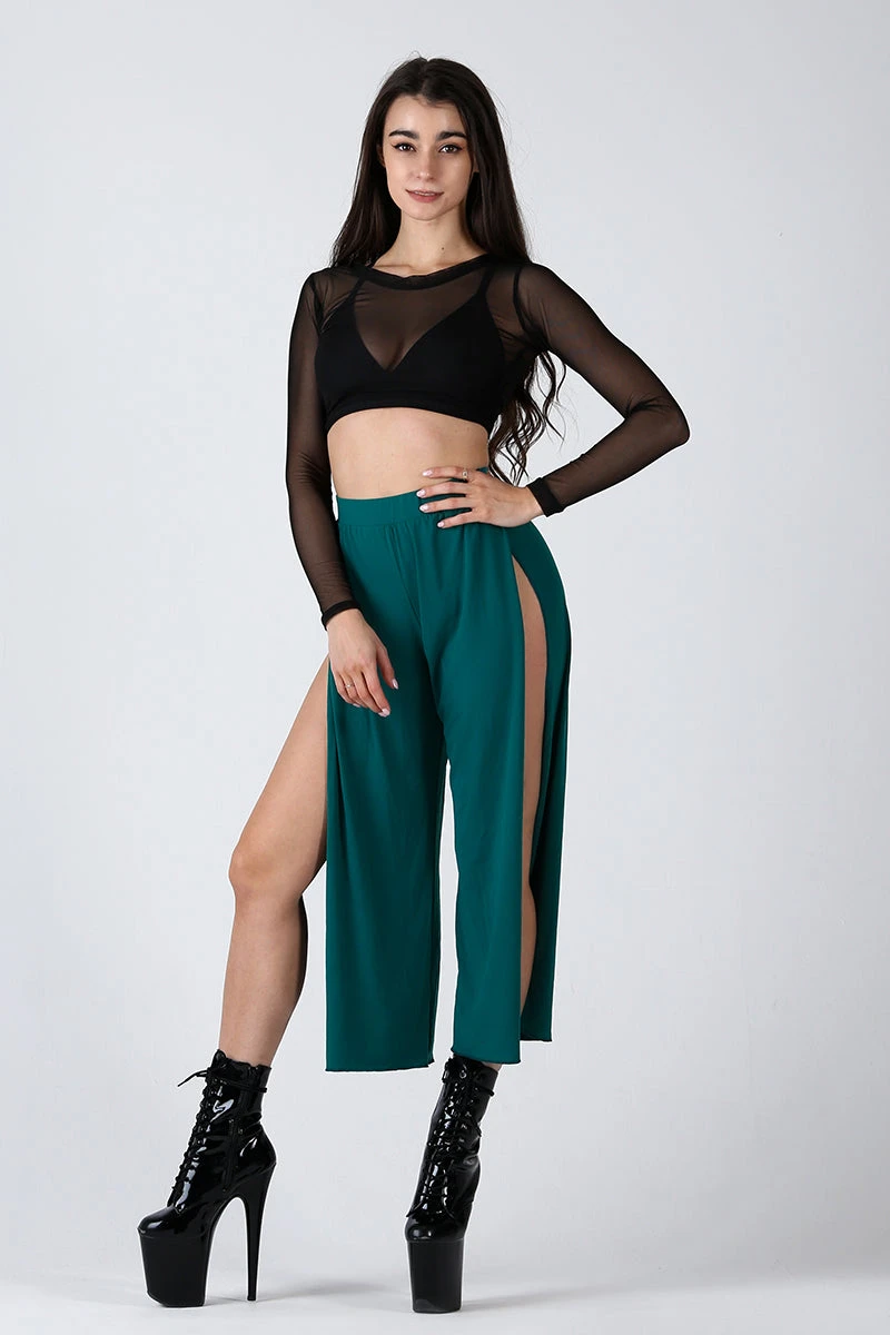 REV ACTIV Sensual Flow Pants (with Leg Slit) - Malachite 2 REV ACTIV Sensual Flow Pants (with Leg Slit) - Malachite - Image 2