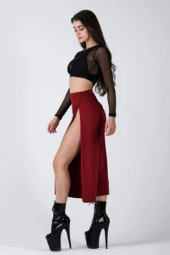 REV ACTIV Sensual Flow Pants (with Leg Slit) - Wine 8 REV ACTIV Sensual Flow Pants (with Leg Slit) - Wine -Pole Wear Shop sensual wine pants with slits 3