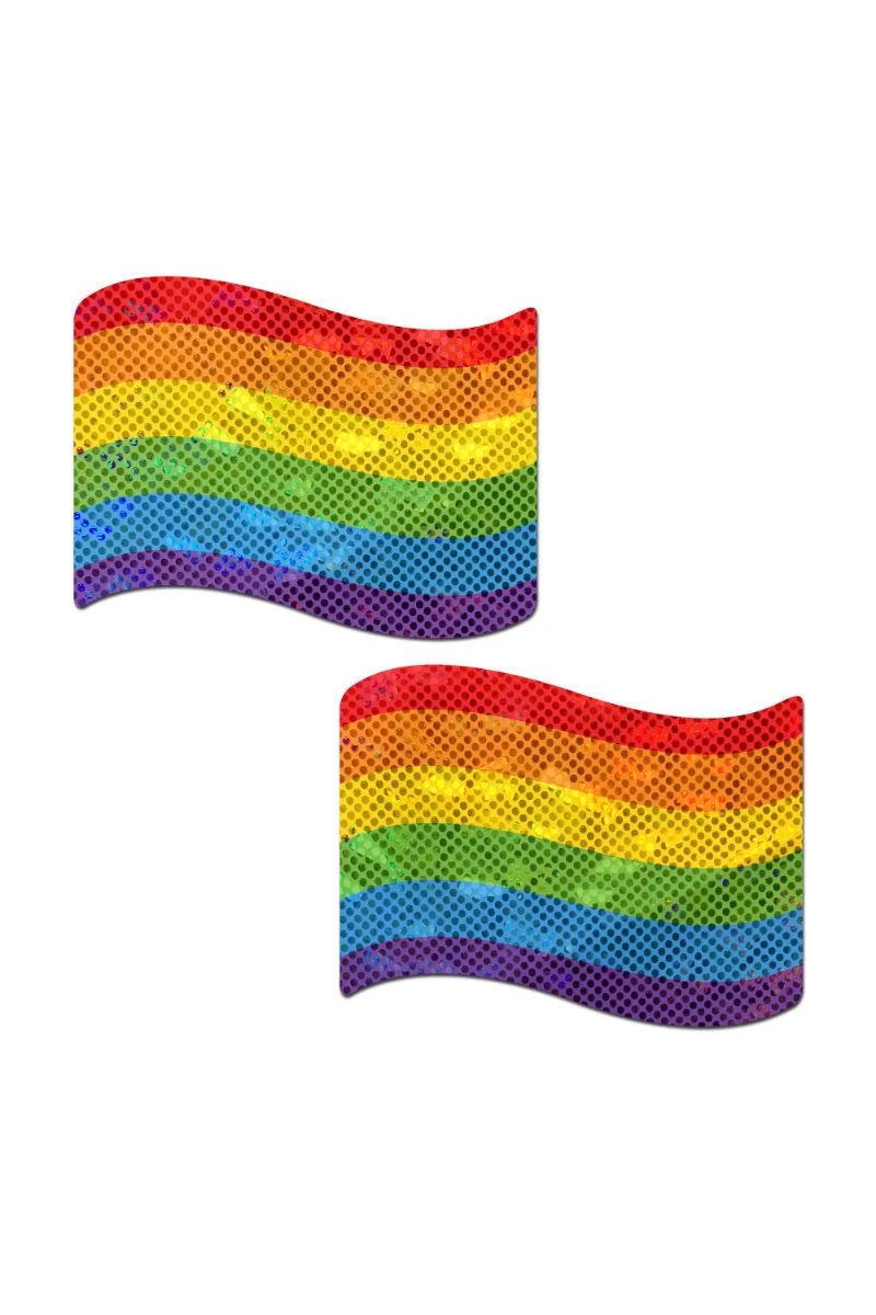 Pastease Waving Flag Nipple Pasties - Gay Rainbow 1 Pastease Waving Flag Nipple Pasties - Gay Rainbow